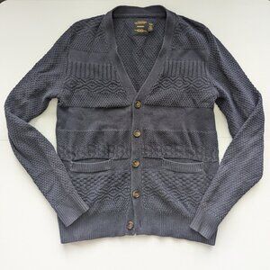 CPO Provisions Mens Medium Navy Cardigan Guernsey Gansey Cable Knit Fisherman